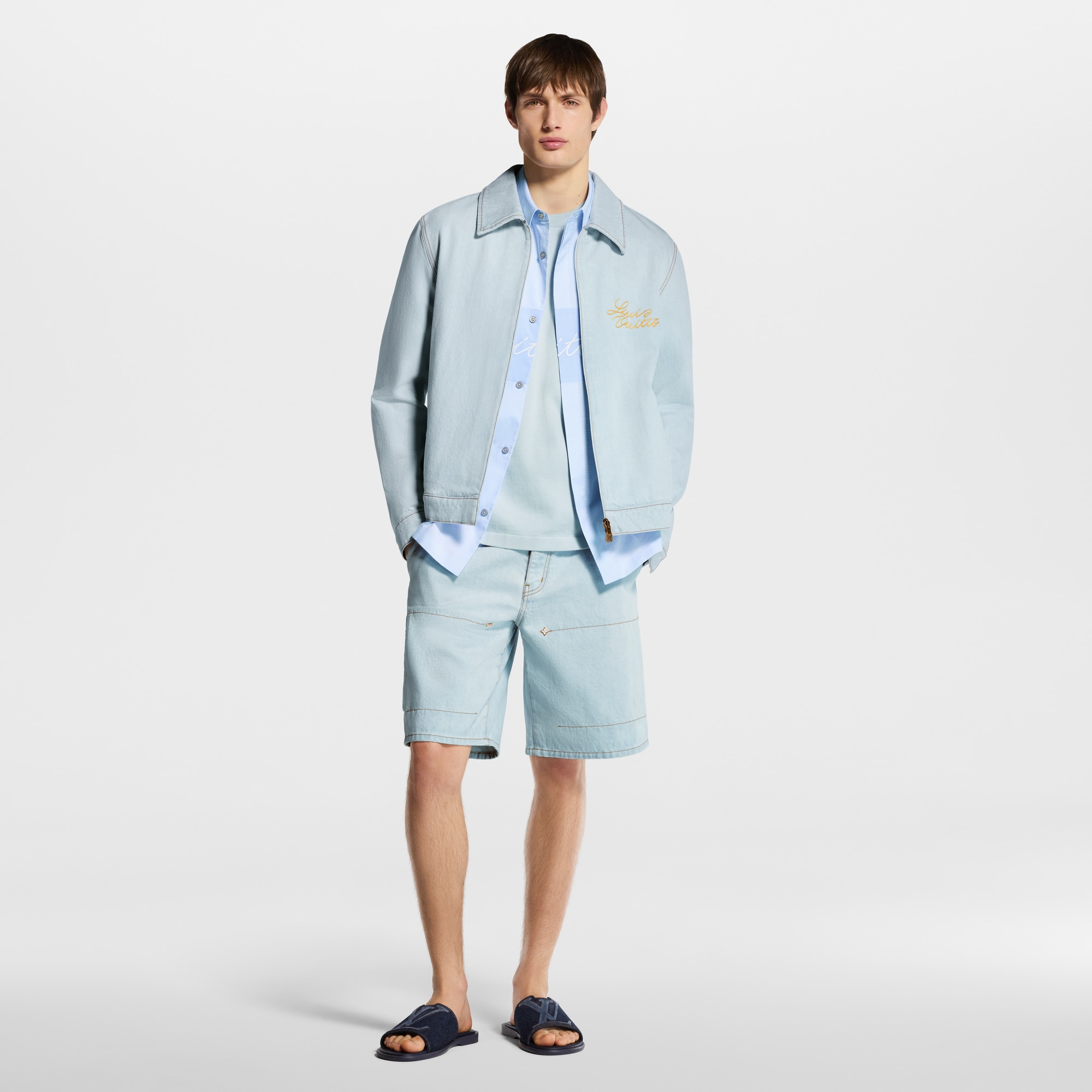 Embroidered Signature Denim Workwear Blouson - Ready-to-Wear